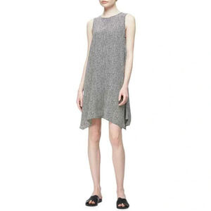 Eileen Fisher Sleeveless Silk Bandhini Dress Black Natural XS